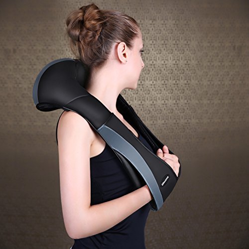 MARNUR Nackenmassagegerät Schultermassagegerät Elektrisch Massager Massagegerät Shiatsu Masseur mit Wärmefunktion 3D-Rotation Massageköpfen mit Auto-Adapter für Nacken Schulter Rücken im Büro Zuhause und Auto - 3