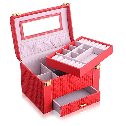 Preisvergleich Produktbild Schmuckschatulle Tragbare Schmuckschatulle Gewebte Schmuckschatulle Kosmetische Schatulle Schmuckschatulle Schmuckschatulle (Farbe: Rot)