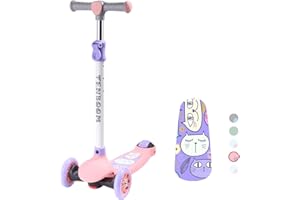 TENBOOM Roller Kinder Scooter Premium Dreiradscooter mit PU LED Leuchtenden Räder, Kinderroller Tret-Roller Faltbarer höhenverstellbarer Cityroller für Jungen Mädchen 3-12 Jahre, Leicht Belastbarkeit bis 50 kg