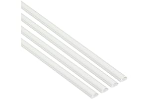D-Line Micro Cable Trunking 4-Pack, Half Round Cable Cover, Paintable, Self-Adhesive Wire Cover, Speaker Wire Hider, Cable Management - 4x 16mm (W) x 8mm (H) x 1-meter Lengths (4-Meter) - White