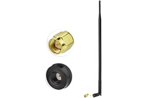 Superbat 900MHz 3G 4G Antena 9Dbi Externa Omni Antena de Goma de Pato con RP-SMA Macho + RP-SMA Hembra a SMA Macho Adaptador para Router Cámara de Seguridad Gateway Módem etc.