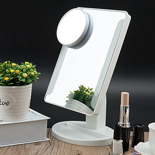 Beleuchteter LED Kosmetikspiegel Make Up Spiegel Kosmetik Standspiegel Schminkspiegel mit 10 Fach Vergrößerung Spot Mirror 36 LEDs Weiß - 2