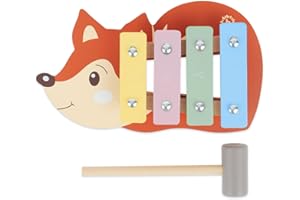 Bieco Mini Fuchs Kinder Xylophon - Baby Spielzeug Glockenspiel für Kinder ab 1 Jahr - Waldtiere Xylophon Holz - Glockenspiel Holz