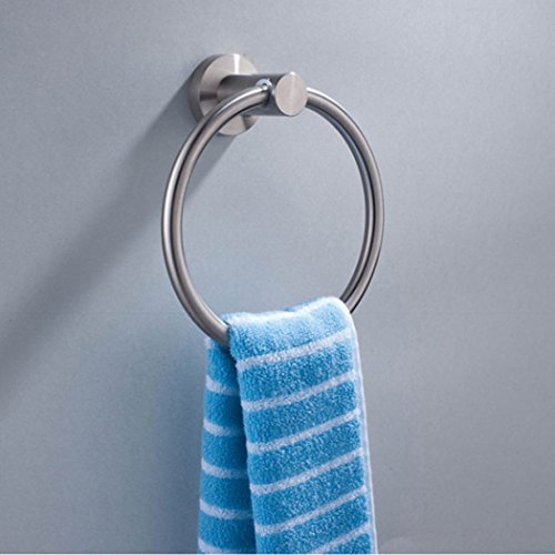 Handtuchring Edelstahl PHOEWON Modern Handtuchringe Wand Handtuchring Bad Ohne Bohren Runder Handtuchhalter, Haken FüR Badezimmer / KüChe / Handtuch – Gebürstetes Finish - 3