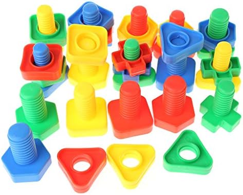 vivianu Children Educational Montessori Toy Insert Blocks Screw Building Blocks Nut Toys