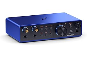 Focusrite Scarlett 2i2 édition anniversaire – une interface audio USB de 2 entrées/2 sorties en édition limitée et tous les logiciels qu’il vous faut pour enregistrer, composer, streamer et podcaster.