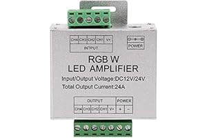 WANGCL Aluminium RGBW förstärkare 4CH dataspelrepeterare stöder PWM DC12V/DC24V för RGB/RGBW-kontroll