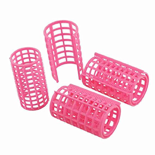 Move&Moving(TM) Women DIY Hairdressing Tool Pink Plastic Hair Curler Roller 3 Pcs