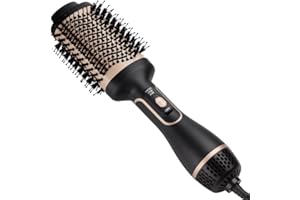 EFILERUP Secador de pelo cepillo y Volumizer Hot Air Styler, multifuncional, profesional de iones negativos Anti-Frizz (Oro)