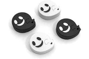 JINGDU Thumb Grip Caps for Switch Joy-Con, Cute Joystick Covers with 3D Pattern Cover Soft Adorable Silicone Analog 4Pcs Kit for Switch/OLED/Lite, Black and White Ghost