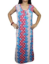 Indiatrendzs Women's Hosiery Nightwear Printed Blue Pink Sleeveless Nightwear (Chest 40)