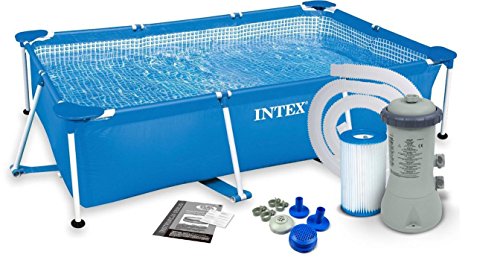 3in1 Set Gartenpool 260 x 160 x 65cm Rectangular Frame Pool mit Filterpumpe INTEX 28271