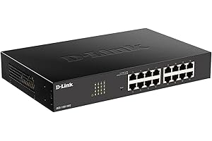 D-Link DGS-1100-16V2 - 16-Port Gigabit Smart Managed Switch with VLAN support, layer 2 features, QoS, 802.3az EEE, Fanless , Black