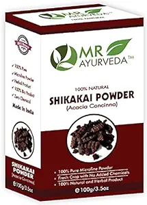 MR Ayurveda 100% Pure Shikakai Powder | Shikakai Powder Organic | Shikakai Powder for Hair | Excellent Hair Conditioner & Cleanser, 100 Grams