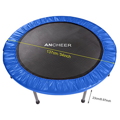 Ancheer Trampoline, Indoor-/Outdoortrampolin, Gartentrampolin zusammenklappbar, Ideal für Fitness Heimtraining, 6-8 Stabile Standfüße, Durchmesser 96-137cm, max. Benutzergewicht 100kg - 2