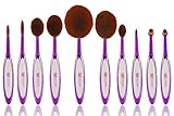 10pcs Deluxe Rose Gold Toothbrush Elite Make-up Brushes Set Powder Foundation Contour with Case Box