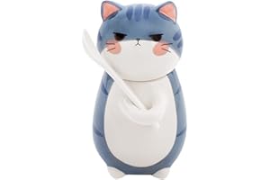 Kubek do kawy Xfeyaqlo Kubek z łyżeczką i pokrywką, kubek do kawy uroczy kubek może być ozdobiony bardzo słodkim kubkiem 3D, do kawy, mleka, napojów, owsianki 300 ml (C)