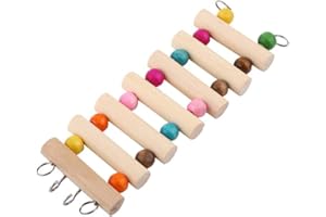HEEPDD Escalera de Loros, Escalera de Madera con Cuentas de Colores Pasos Escalada Puente Jaula de pájaros Juguete para Conure Periquito Periquito Cockatiels Lovebirds (7 Pasos m)