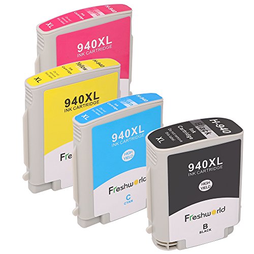 Freshworld Kompatibel Ersatz HP 940XL Tintenpatronen für HP Officejet Pro 8500 8000 8500A A809 A909a Drucker 4er Set (1 Schwarz,1 Cyan,1 Magenta,1 Gelb)