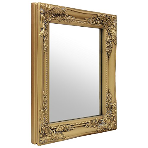 Wandspiegel mit Verzierungen im Barock-Stil 32x27cm Gold Hängespiegel Flurspiegel Frisierspiegel - 3