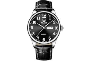 OLEVS Mens Watch, Stainless Steel Analog Quartz Watches Men, Classic Arabic Numerals Men's Dress Watch, Waterproof Luminous Day Date Leather Watches for Men