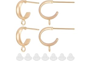 Beebeecraft 1 Scatola 20 Pezzi Orecchini A Mezzo Cerchio Orecchini Huggie in Ottone Placcato Oro 18K con Anello e Dadi per Le Orecchie per Donne Gioielli Fai da Te Creazione di Orecchini Pendenti
