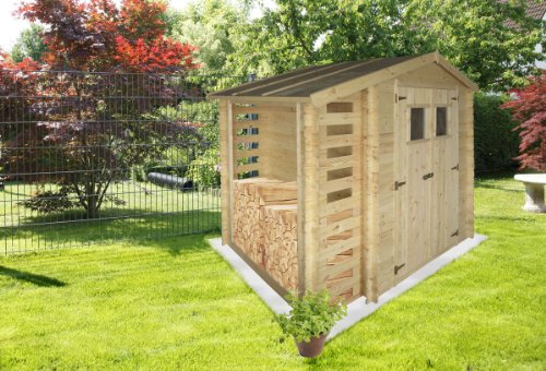 Gartenhaus Velden – 2,56 x 2,00 Meter aus 19mm Blockbohlen mit Kaminholzunterstand - 8