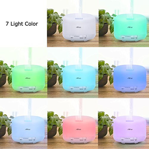 Aroma Diffuser Aiho 500ml Luftbefeuchter Ultraschall Vernebler Duftlampe Elektrisch Air Humidifier Öl Düfte Diffusor Holzmaserung LED mit 7 Farben einstellbarer Niedrigwasserschutz für Babies Yoga Kindergarten Schlafzimmer Büro - 6