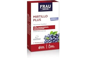 FRAU Mirtillo Plus, Integratore Microcircolo A Base Di Estratto Secco Di Mirtillo Nero, 30 Compresse Masticabili, Gambe Pesanti E Benessere Della Vista, Senza Glutine, color Bianco
