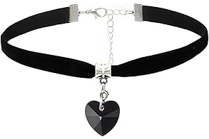 VILITI Red Heart Choker Necklace,Black Choker Necklaces for Women Chocker,Velvet Gothic Chokers,Collar with Red Heart Pendan,Adjustable with Extension Chain,for Halloween,Cosplay,Valentine's Day