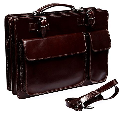 Bags4Less Leder Aktentasche Model: Mondial aus echtem Leder in Dunkelbraun