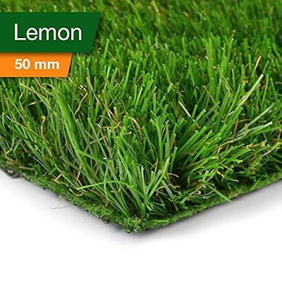 casa pura Gazon Synthetique - Pelouse Artificielle | Pelouse Synthetique Exterieur en 6 Epaisseurs | Herbe Effet Naturel au mètre | Lemon (50mm) - 100x100 cm