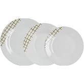 Quid Kansas 18-Piece Porcelain Dinnerware Set for 6 People | Green, Round Design, Gloss Finish, Stackable, Microwave Safe