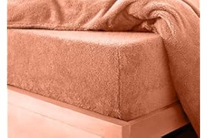 LIZZIE JACOBS Prześcieradło z polaru typu sherpa z gumką, termiczne, super miękkie, ciepłe, przytulne, luksusowe, jednokolorowe, z polaru (mandarynka, super king)