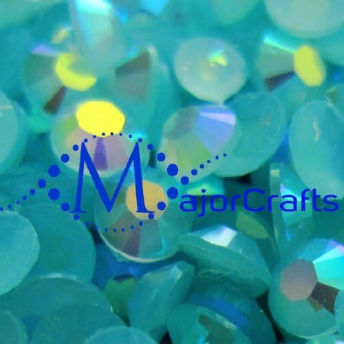 MajorCrafts 2000pcs Aquamarine Blue AB 3mm ss12 Flat Back Round Resin Rhinestones