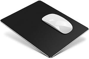 VAYDEER Tapis de Souris Rigide Tapis Souris Mac Design Double Face Lisse et Ultra Mince, Métal Aluminium Mouse Pad étanche Contrôle Rapide et précis pour Les Jeux, Le Bureau (Petit, Noir, 23x18 cm)