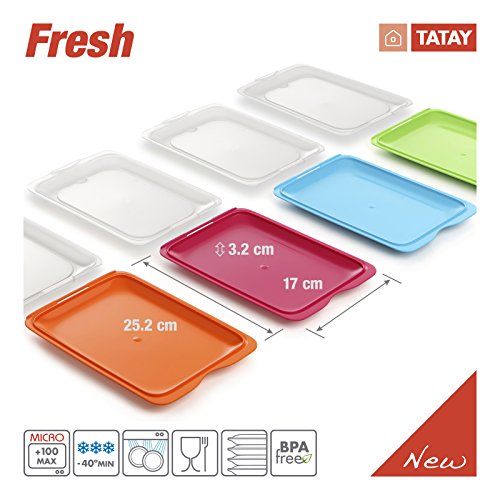 TATAY 1180001 – Wurstbehälter FRESH System, Vier Einheiten in blau, orange, grün und rosa Farben enthalten, Maßnahmen 17 x 3.2 x 25.2 cm - 4