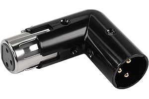 QIANRENON Adjustable 90° Angle XLR Microphone Adapter Extender 3Pin XLR Male to Female Right Angle Audio Connector. XLR Male/Female Adjustable Orientation, for Extended XLR Cabling in Tight Space