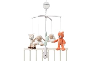 Nattou Móvil musical Fanny y Oscar, Dulce canción de cuna "La-Le-Lu", 48 x 7 x 15 cm, Blanco/Beige/Naranja