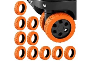 SNEVIKA Luggage Wheel Covers for Suitcase Trolley Bags, Protective Wheel Sleeves for Travel Luggage, Elastic Wheel Protector Covers for Rolling Suitcase and Trolley Wheels (Orange, Pack of 16)