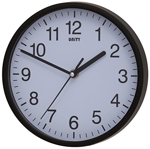 Unity Radcliffe Wanduhr mit geräuschlosen, schleichenden Zeigern, Schwarz