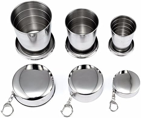 1Pc Stainless Steel Portable Folding Telescopic Water Bottle With Lid Collapsible Outdoor 75/150/250ml,M 150ml