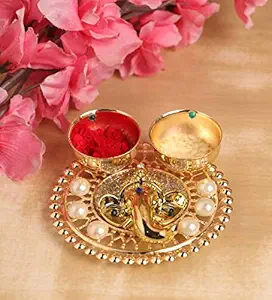 Itiha Metal Ganesha Haldi Kumkum Holder (Multi_3 Inch X 3 Inch X 1 Inch)