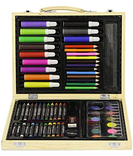 Children's 67 Piece Art Set in Wooden Box with Pens , Paints and Pencils/ Toys Game Play Kids Childrens Child Toddler Baby Cool Activity Educational Creative Fun Special Unique Devlopment Developmental Friends Boys Girls Present Latest Newest Learning Outdoor Indoor Room Home House Easy Coolest Hands Smart Motoric Classic Constructions Preschool Popular Large Little Small Big