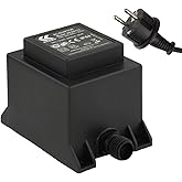 KERRY ELECTRONICS 12V Trafo 60VA/W, AC/AC Wechselstrom, für den Außenbereich IP44 u.a. für LED-Beleuchtung und., Schwarz
