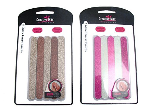 5 Glitter Emery Boards (Pink/Silver)