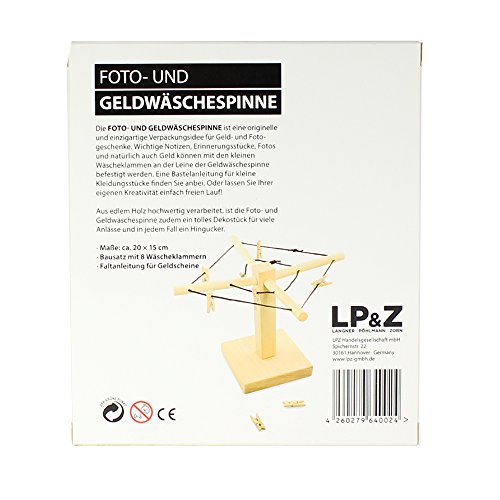 Wäsche-Spinne aus Holz mit liebevoller Gravur – Bleibt einander stets verbunden… – [Motiv Brautpaar] – kreative und originelle Geld-Geschenke oder Foto-Geschenke Verpackung zur Hochzeit – 20cm x 15cm - 5