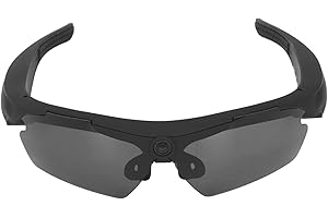 CUEI Camera Glasses, Full HD 1080P Wearable Sunglasses Camera with Polarized Protection Lenses Non Slip Glasses Foot Cover, Unisex Sport Design Video Recording Camera for Riding Motorcycle(Black)