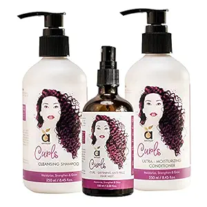 Anveya Curls Hair Care Combo: Shampoo, Conditioner & Hair Mist For Bouncy & Tangle-Free, Curly Hair