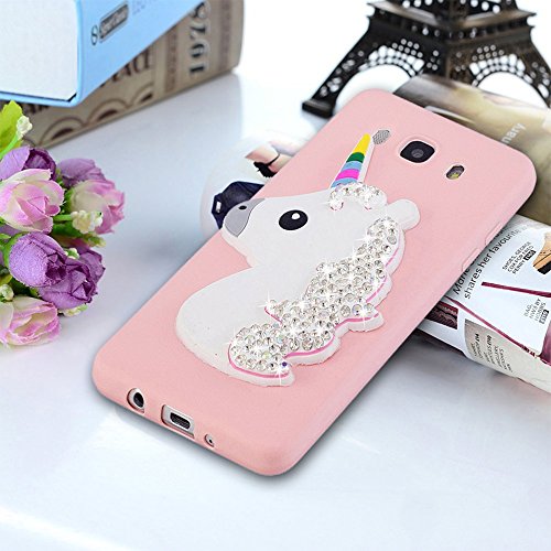 Funda de Silicona para el Samsung Galaxy J5 2016 SM-J510F  Silingsan Silicone Case Carcasa TPU Transparente Funda de Dise  o   nico Carcasa Flexible Suave Resistente a los Ara  azos Cover Funda Protectora Completa Absorci  n de Choque Case - Unicornio Rosado